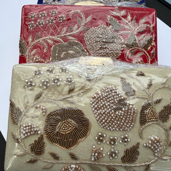 Hand Embroidered Clutch Bag with shoulder chains - Various colors $20 each - Picture 5 of 13